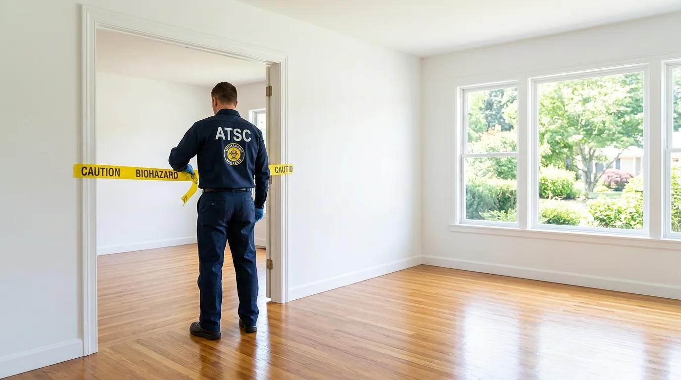 Certified biohazard cleanup crew performing Decomposition Cleanup in Lorain